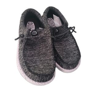 Hey Dude Wally Toddler Black Gray White Kids Youth Casual Shoes (TD9) Boys Comfy